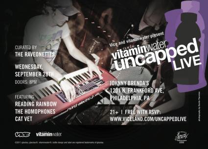 FREE Vice/Vitamin Water Uncapped Live w/Reading Rainbow, The Homophones, and Cat Vet at JB’s Sept. 28
