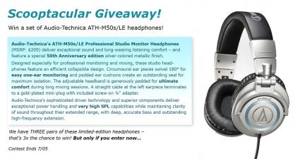 Win a Set of Audio-Technica ATH-M50s/LE Headphones!
