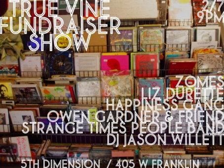 True Vine in Baltimore is throwing a show/fundraiser this Friday, 2/7, to help keep the record shop open.