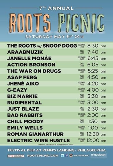The 7th Annual Roots Picnic at Festival Pier May 31