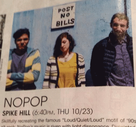 Come check out NoPop tonight at Spike Hill (CMJ show!)