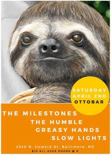 Slow Lights, Greasy Hands, The Humble, & The Milestones rock out at Ottobar tonight, 4/2